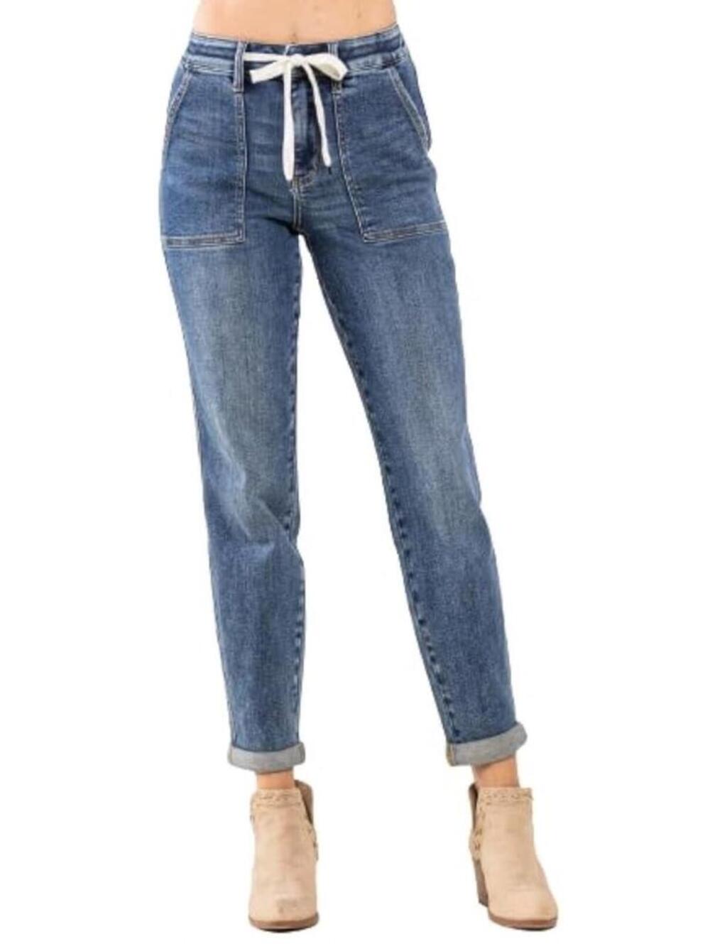 Judy Blue Jeans Womens 11/30 Denim Joggers Draw String Waist Stretch JB77889